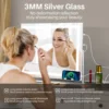 Redlife Vanity Mirror w/ LED Light Strip 22"x19" Makeup Mirror w/ Dimmable Control 10X Magnification USB Phone Holder 2 Speakers 3
