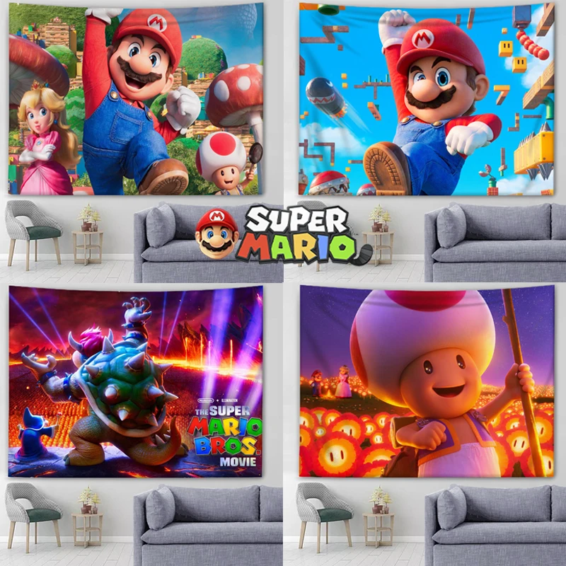 Super Mario Bros 3D Anime Arazzo Sala Giochi Decorazione Camere Da Letto Per Bambini Mario Decor Sfondo Accessori Dormitorio Rivestimento Murale
