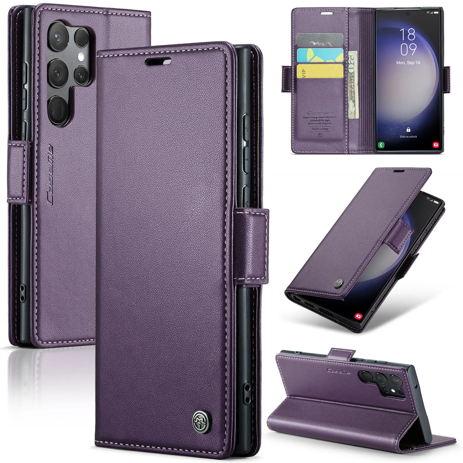 Leather Flip Wallet Case for Samsung Galaxy Phones