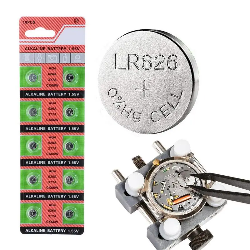 

10pcs AG4 377A 377 LR626 SR626SW SR66 LR66 Watch Battery 1.55V Silver Battery Button Coin Cell For Toy Remote Control Camera