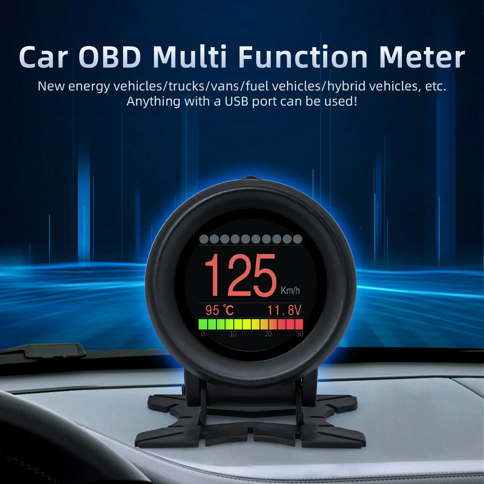 P2 - OBDHUD-Compteur de vitesse numérique automatique multifonctionnel pour  voiture crevette, Système d'affic