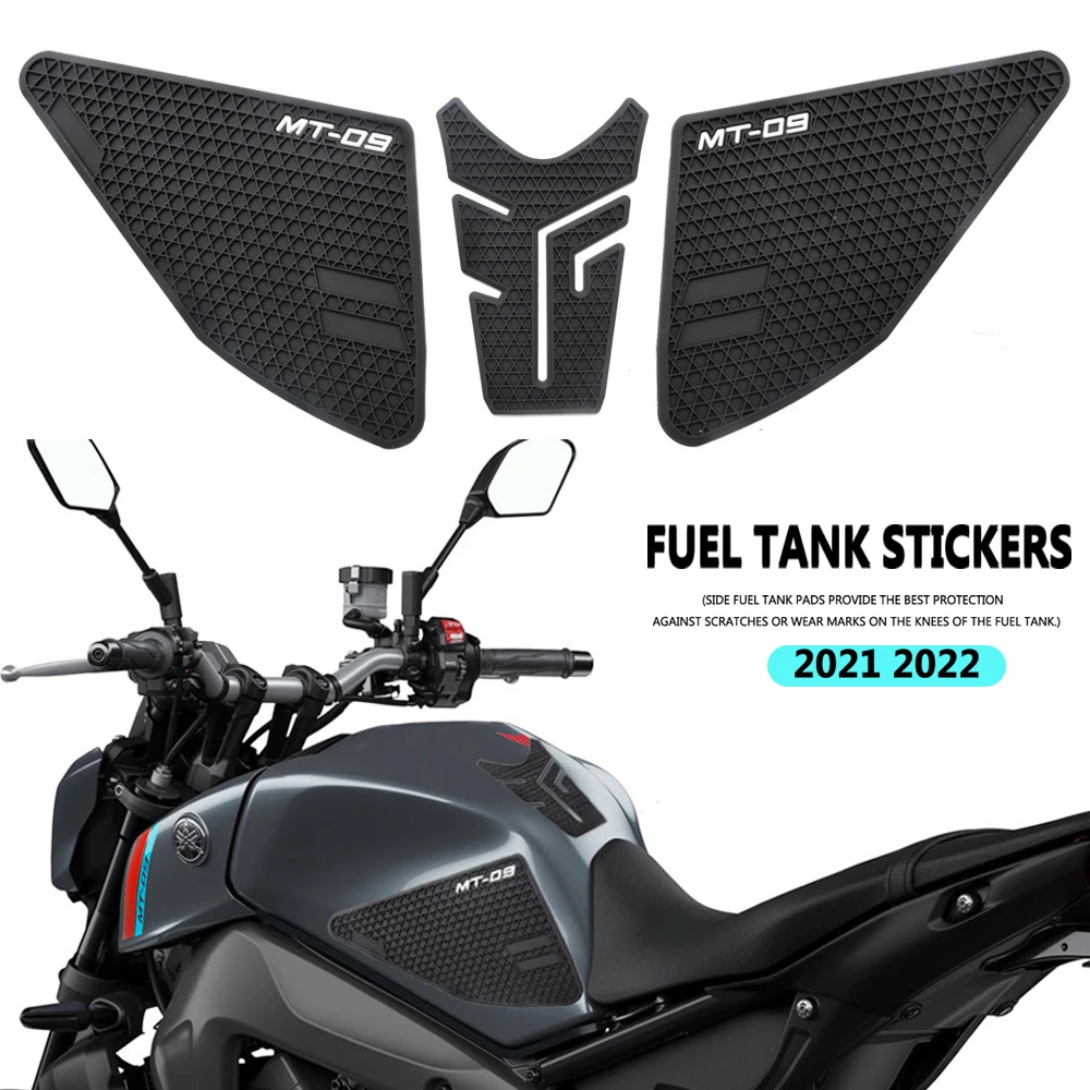 For YAMAHA MT-09 MT09 2021 2022 Motorcycle Non-slip Side Fuel Tank Pad Stickers Waterproof Rubber Sticker