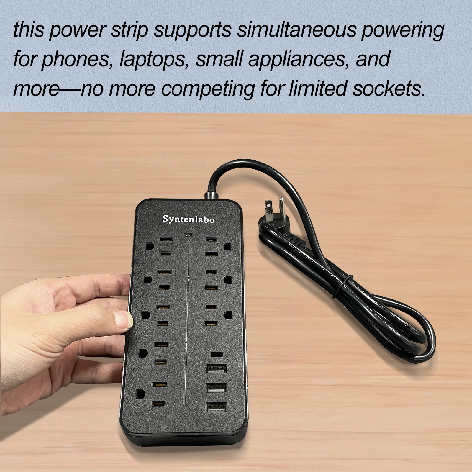 Syntenlabo Electric sockets - 12 AC Outlets & 4 USB Charging Ports, 2x Fast Char