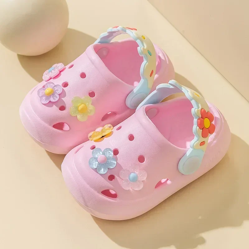 Flowers Baby Girls Slippers Summer Cute Princess Garden Clogs Shoes for Kids Soft Non Slip EVA Toddler Children Beach Shoes 5