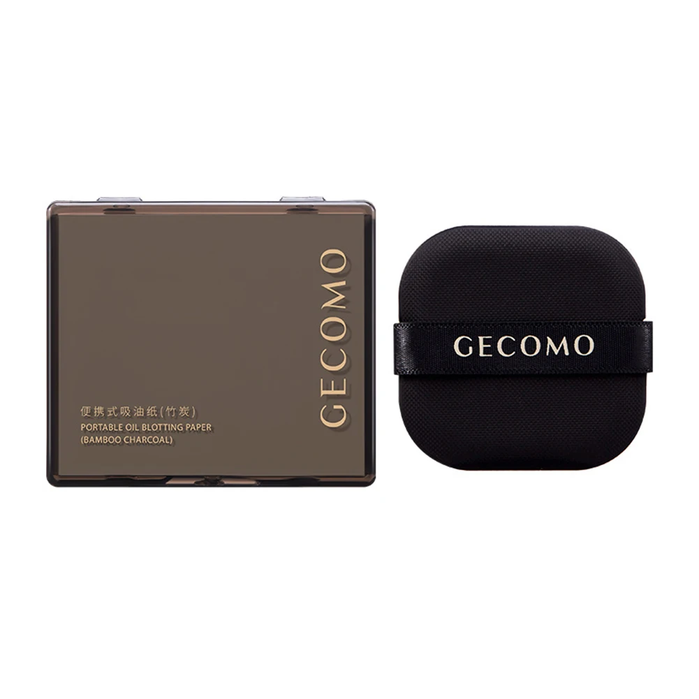 100 Sheets Oil Blotting Papers Case & Powder Puff Oil Absorbing Sheets Bamboo Charcoal Face Blotting Make Up face oil absorbing paper