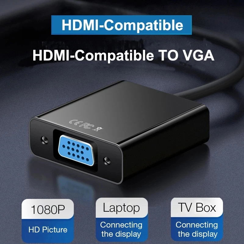 Convertidor de Cable HD 1080P HDMI a VGA con fuente de alimentación de Audio, adaptador macho a hembra VGA para tableta, portátil, PC y TV - Imagen 5