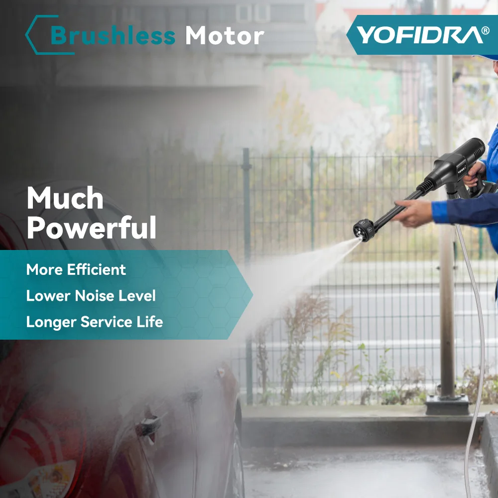 Yofidra 200Bar Brushless High Pressure Car Washer Water Gun 6 IN 1 Cleaning Garden Washing Wash Spray Gun for Makita 18V Battery 2