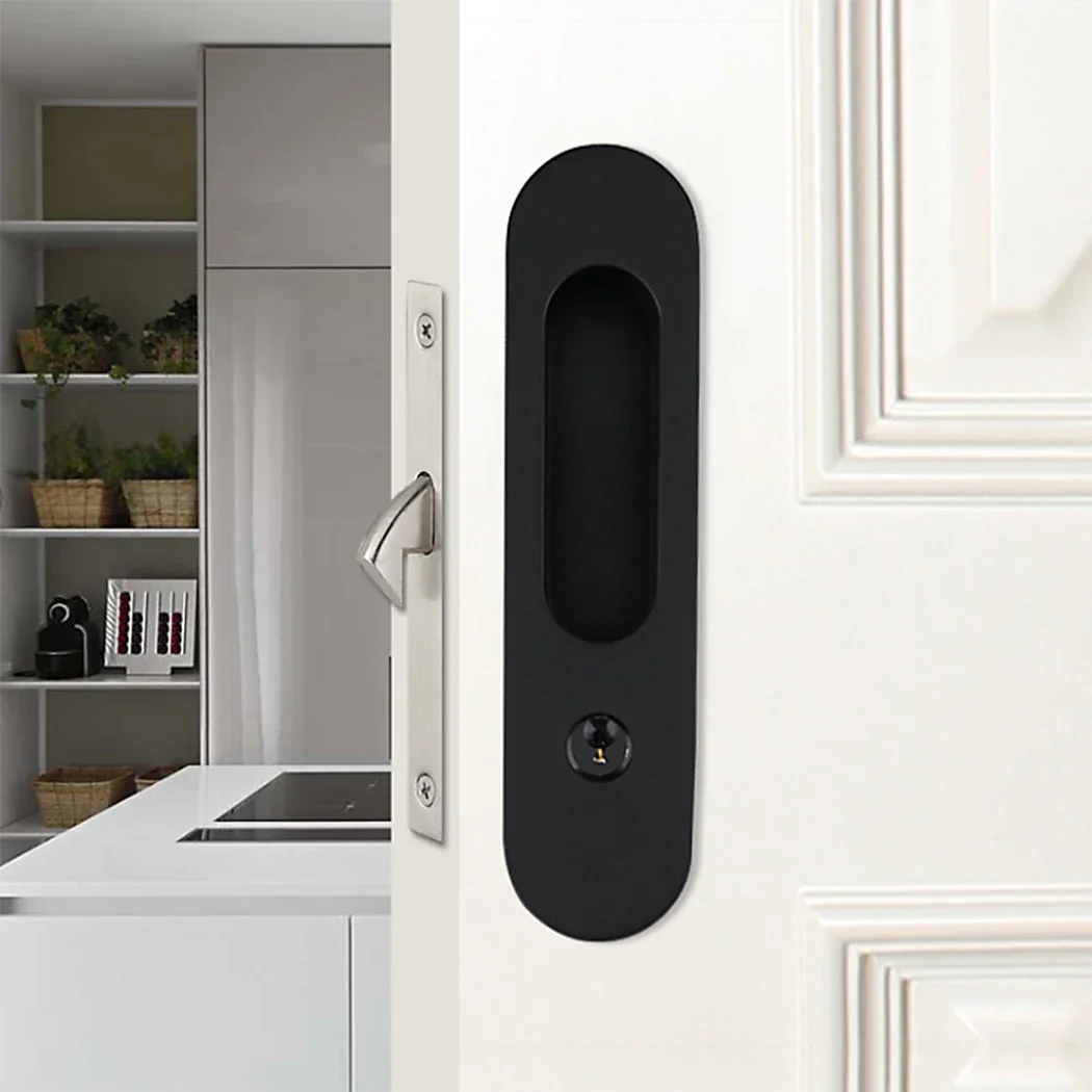LWZH Sliding Barn Door Locks Invisible Door Handle with Keys for Wooden Sliding 17cm Locks Indoor Hidden Lock