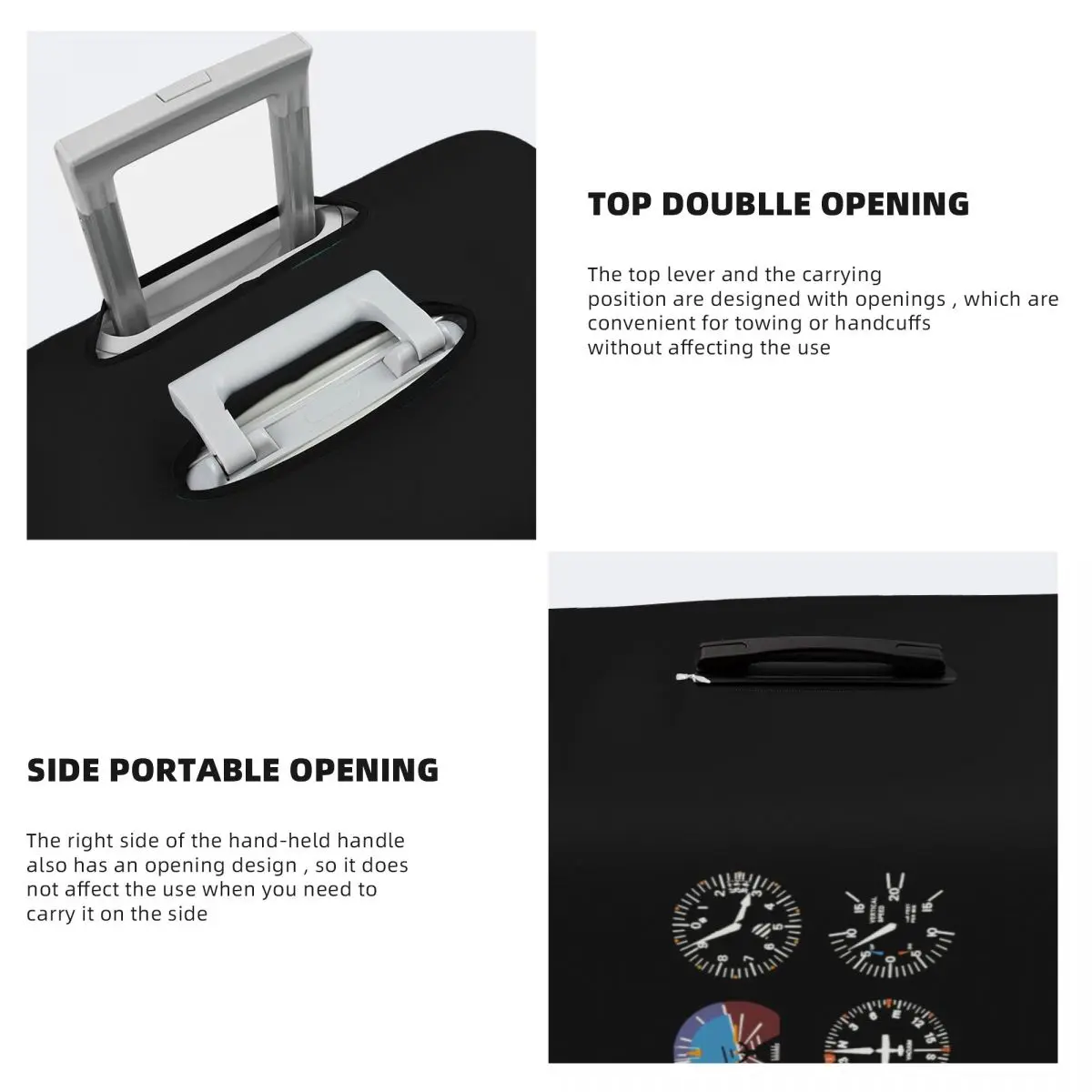 Custom Cockpit Six Dials Flight Simulator Pilot Travel Luggage Cover Dust Proof Airplane Suitcase Cover Protector Fit 18-32 Inch 4