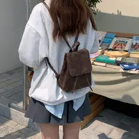 Small Drawstring Flap Backpack Women Mini PU Leather Textured School Backpack Fashion Travel Commuter Bag Girl Bakpacks 1