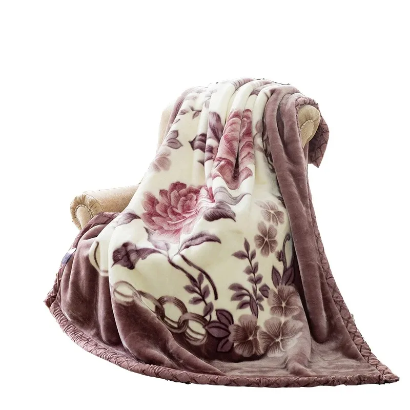 Soft Warm Fluffy Blanket Spring Summer Double Layer Raschel Mink Throw Blanket Bedspread Coverlet Thick Blanket