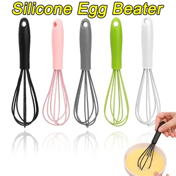 Kitchen Silicone Whisk Non-Slip Egg Beater Milk Frother Kitchen Utensil 17x4cm Kitchen Silicone Egg Beater Tool Easy To Clean