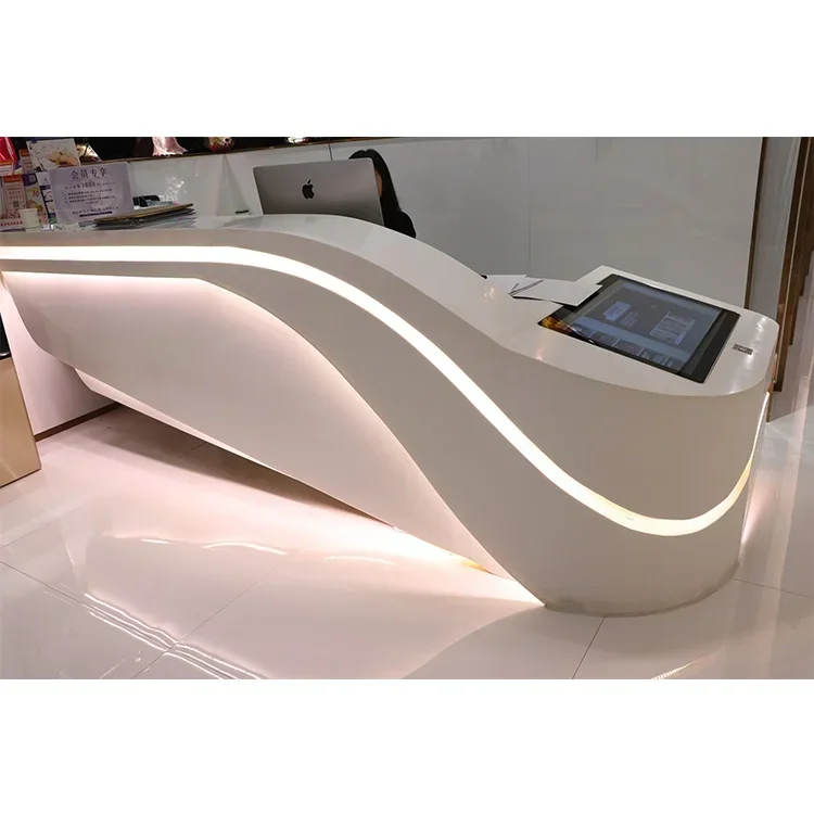 

New Top Quality Custom Made Size LED Reception Desk Beauty Salon Design, with Monitor Customer Reception Desk