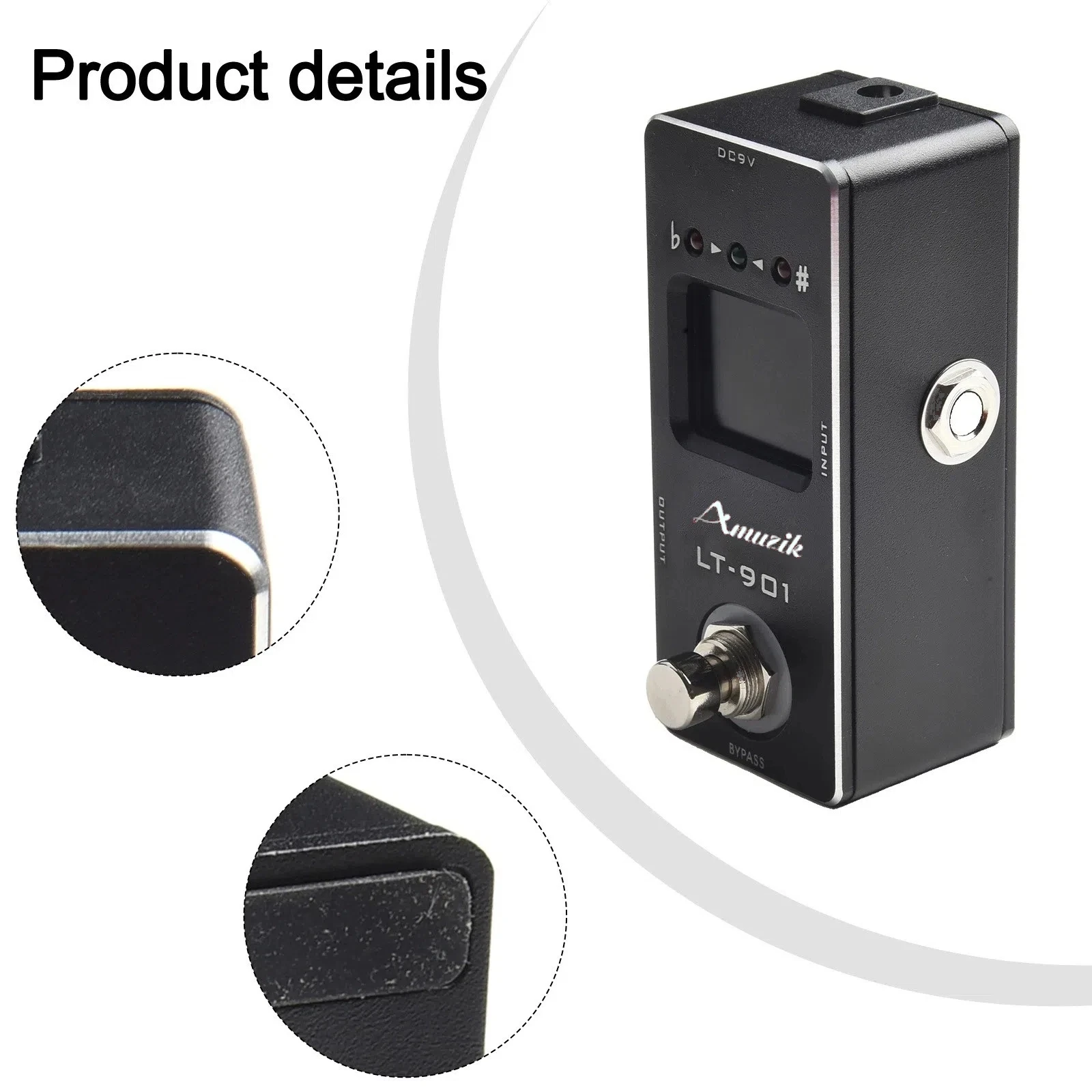 Amuzik Pedale effetto chitarra Accordatura cromatica Lt-07 Mini sintonizzatore Passo True Bypass 9V per chitarra basso violino Ukulele Stax Rowin - immagine 5