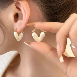 Kpop Heart Pendant Earrings for Women Korean Summer Trinket Jewelry Vacation Accessories Hip Hop French Enamel Earring