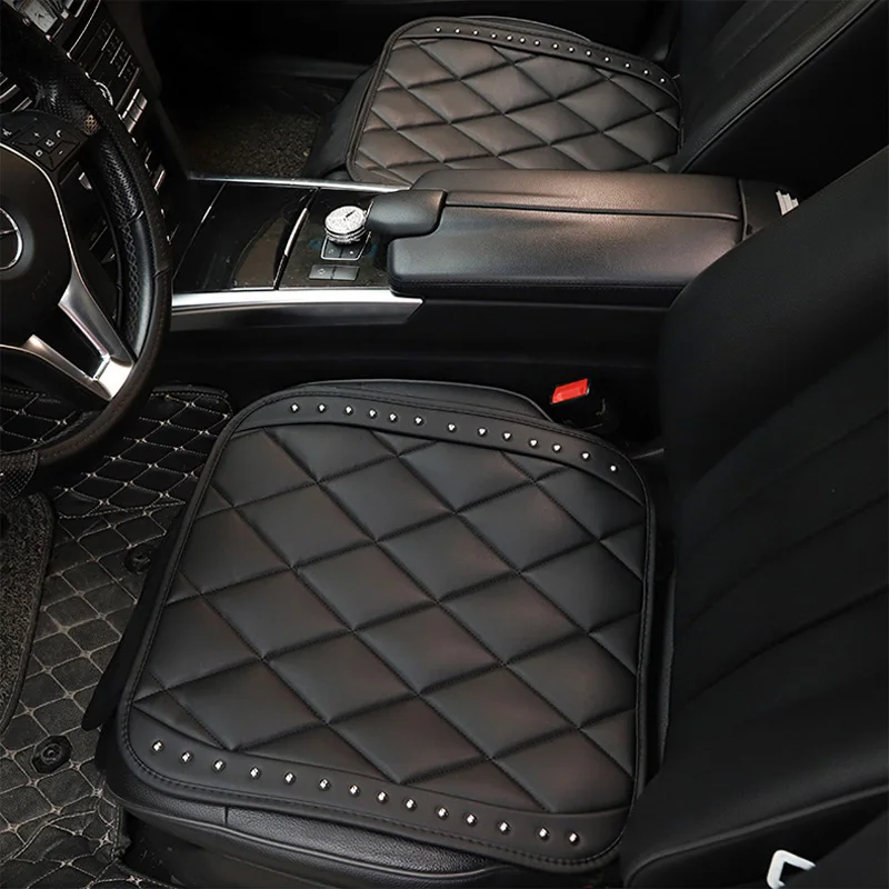 

Leather Seat Covers for Cars Full Set Cushion Mats Fashion Rivet PU Seat Pad Car Accessories Rose Black