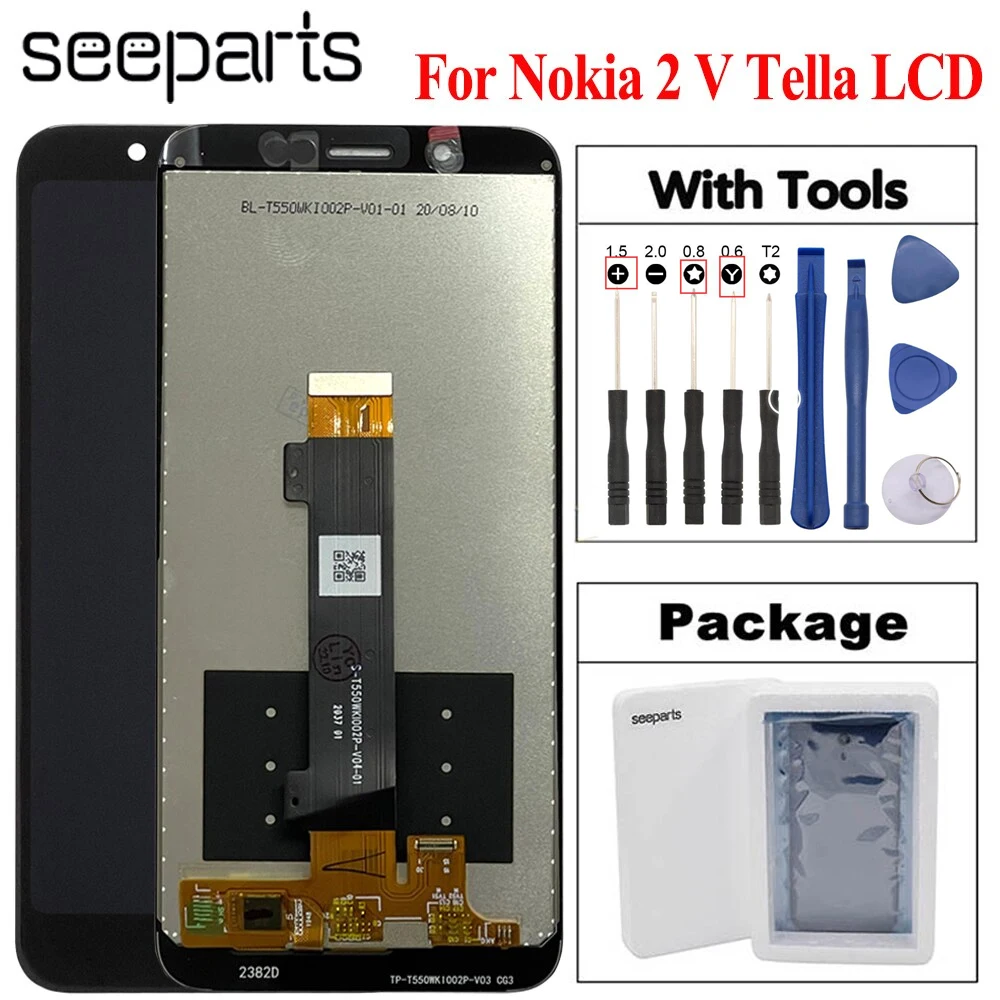 

Black 6.09" LCD Display For Nokia 2 V Tella LCD Touch Screen Digitizer Assembly Replacement For Nokia 2V Display Screen