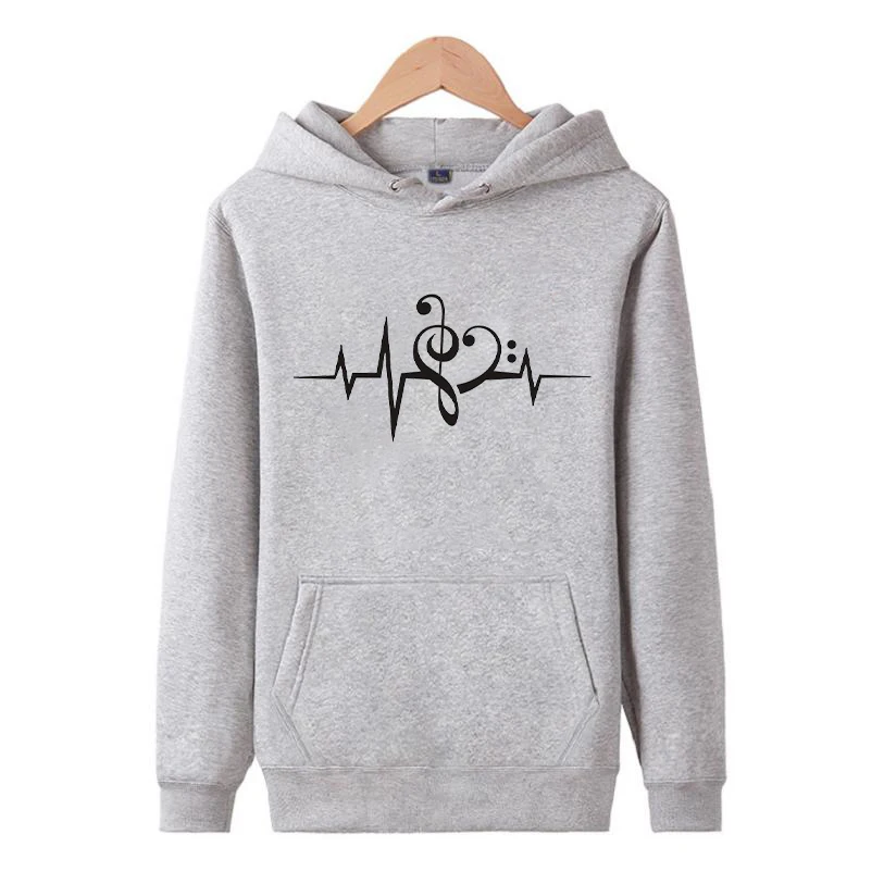 Women Casual Ecg Heart Printing Hoodies Ladies Fashion Hooded Tops Woman Sweatshirts Tops Pullover Female Harajuku Streetwear