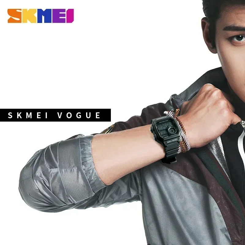 SKMEI 1299 Fashion Men PU Strap Multifunction Waterproof Watches Alarm Male Digital Watch reloj hombre Outdoor Sport Watch 4
