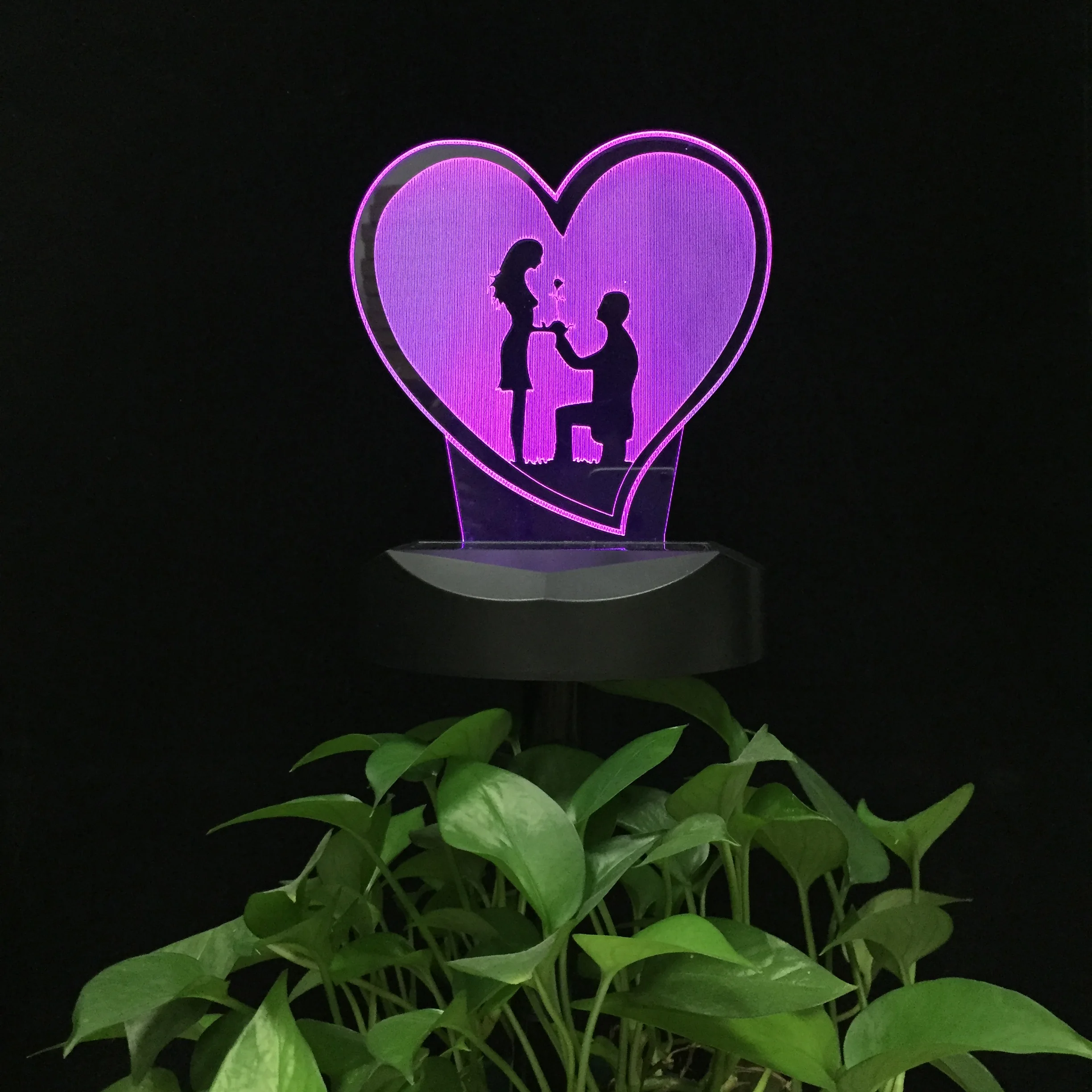 

Предложение на свадьбу, наружный светодиодный ночник на солнечной энергии, водонепроницаемый Ландшафтный фонарь, свадебный 3d настольный фонарь для двора, сада