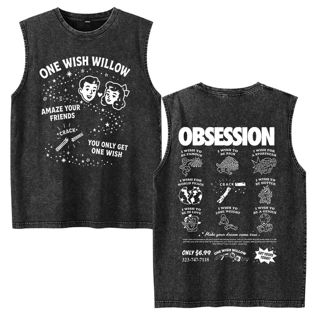 Nikki Vintage Washed Horror Graphic Sleeveless Cotton Tank Top