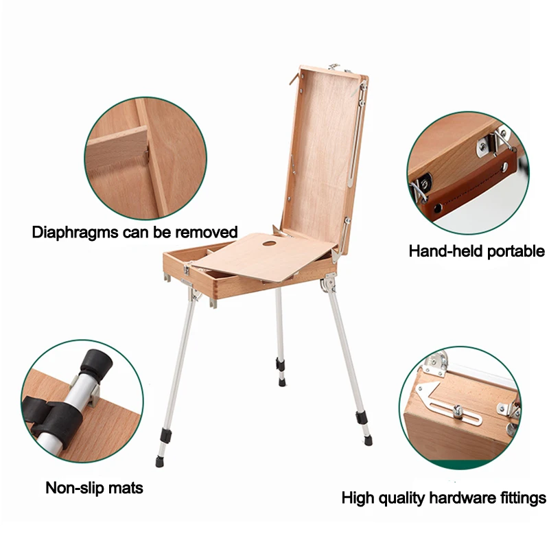 Wooden Easel Portable Folding Table Easel for Drawing Oil Paint Aluminum Alloy Sketch Painting for The Artist Art Supplies