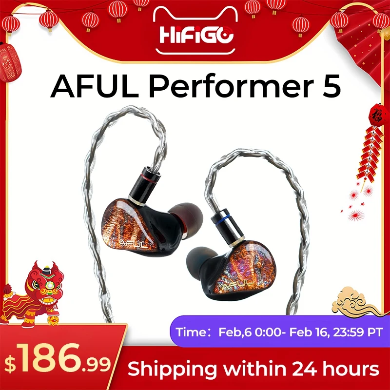 Hifigo Aful Performer 5 / Performer5 1Dd + 4Ba Monitor In-Ear Auricolari Best Wired Hybrid Driver Cuffie Hifi Stage Studio Iems