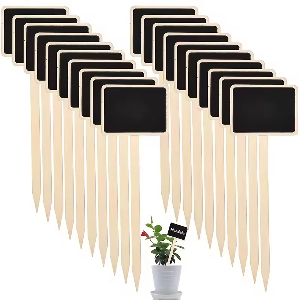10PCS Rustic Wooden Plant Labels T-Shaped Garden Signs