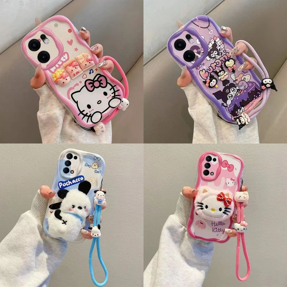 Чехол Sanrio Kuromi Hello Kitty 3D для OPPO Reno 8T/8/7/6 Lite/5/4/8Z/5K с ремешком, обзор, отзывы, характеристики, купить