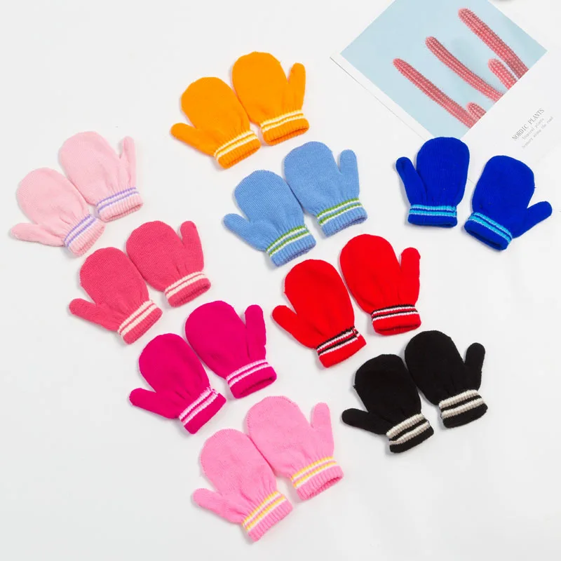 Baby Knit Gloves Winter Girl Boy Half Finger Flip Cover Mittens Children Boys Autumn Girl Mittens Baby Knitted Gloves