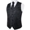 Suit Vest for Men Black Solid Paisley Wedding Prom Groom Jacquard Silk Waistcoat with Necktie for Tuxedo Men Clothing DiBanGu 3