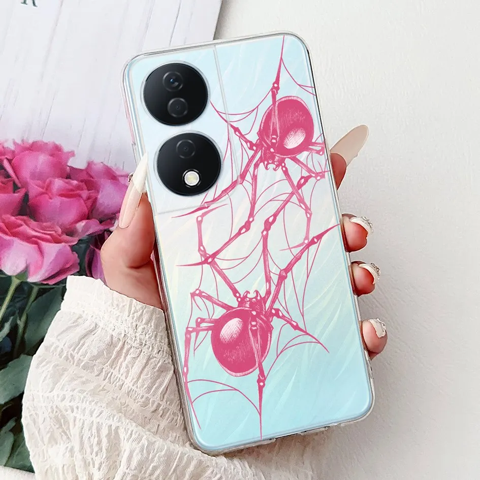 Colorful Flower Clear Silicone Phone Case for Honor X7b and Honor 90