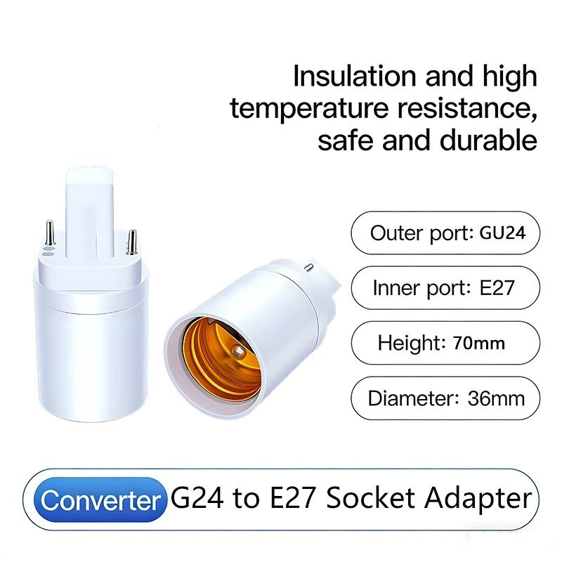 G24 to E27 Adapter for CFL to LED Retrofit – Extended Socket, 60W Max ...