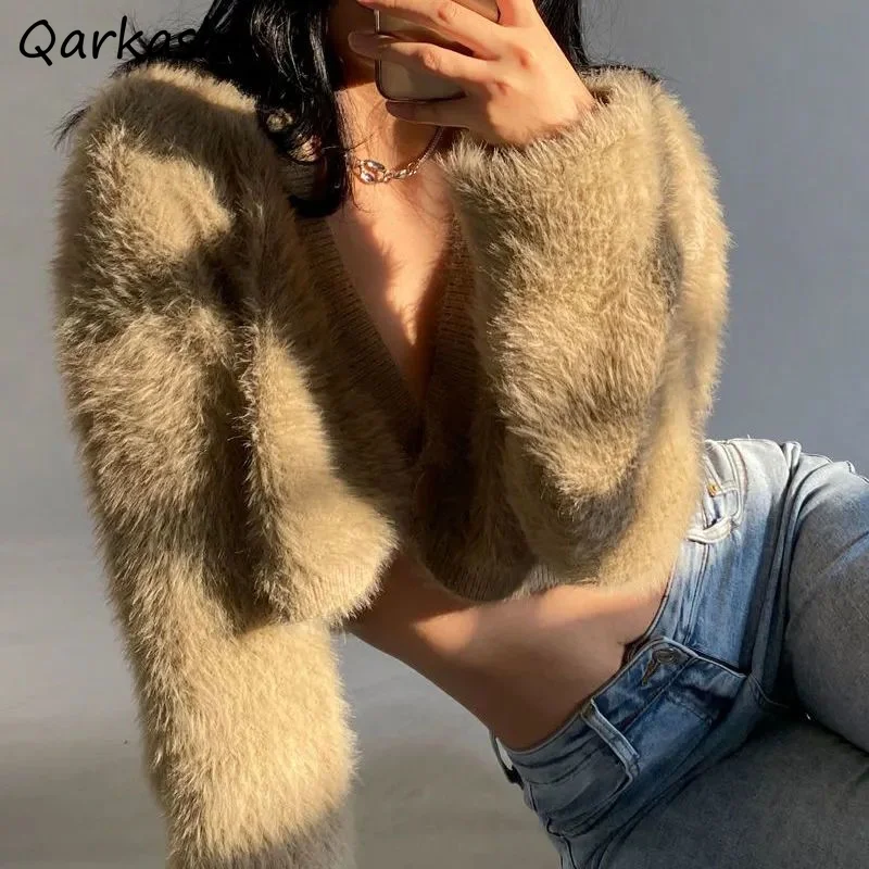 

S-4XL кардиган женский осенний укороченный Повседневный Универсальный однотонный вязаный уличный стиль в Корейском стиле пикантный милый популярный свитер для девушек шикарный простой