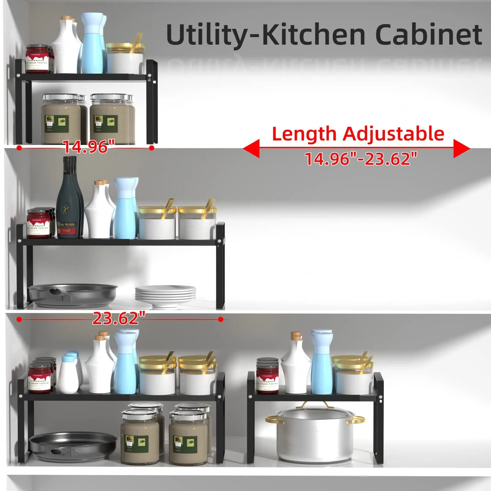Dropship Expandable Kitchen Counter Metal Stackable Cabinet Shelf