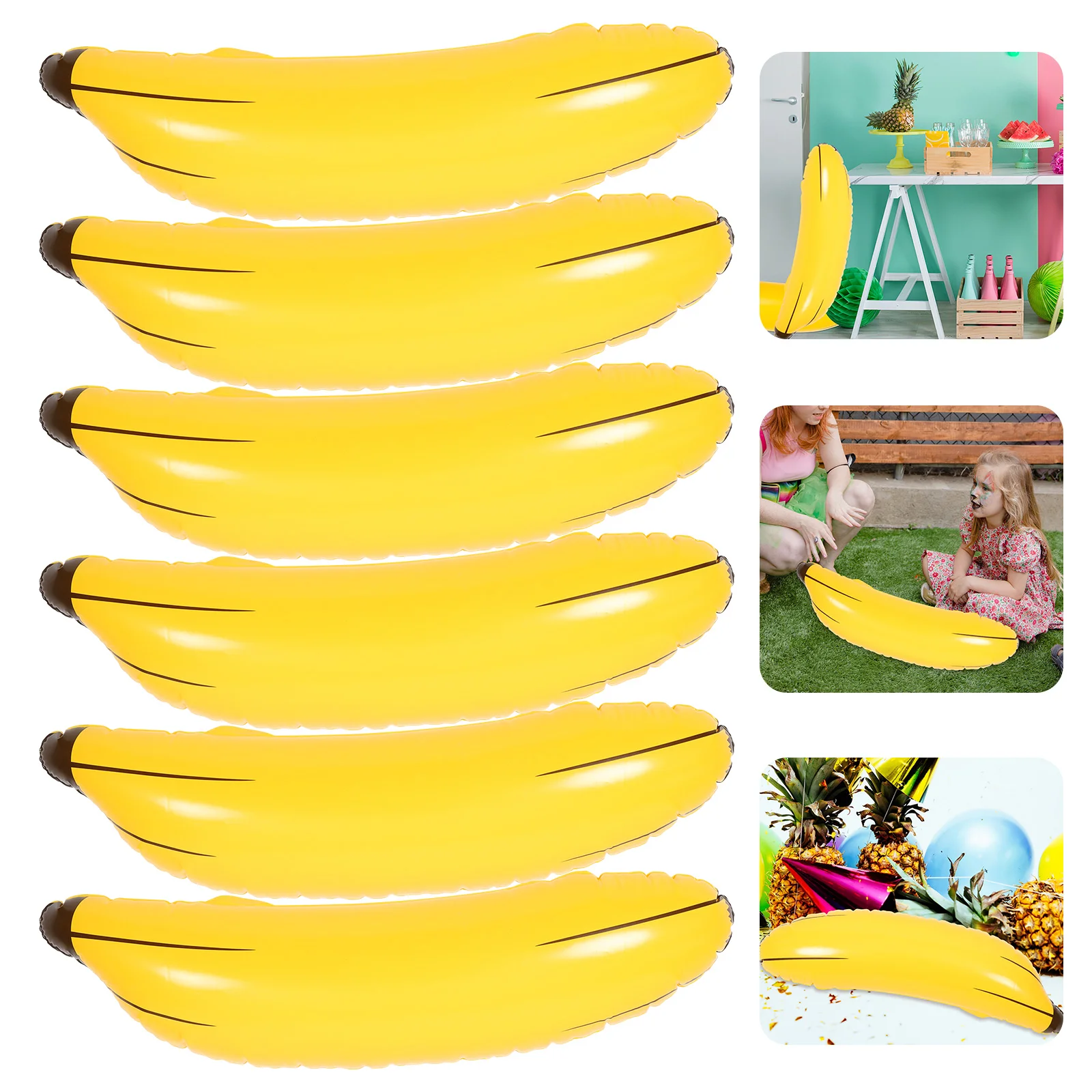 

6 Pcs Inflatable Banana Props Float Plastic Toy PVC Toys Plaything Creative Model