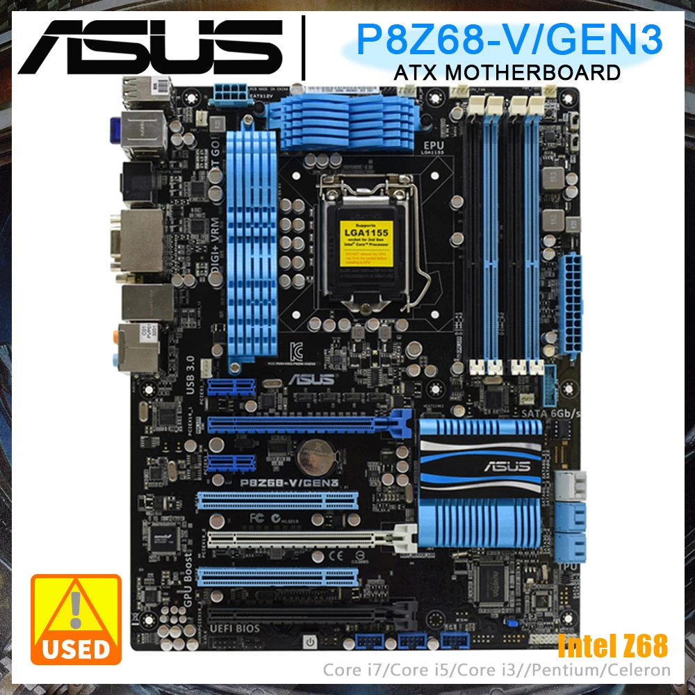 ASUS製　ATXマザーボード　P8Z68-V　LGA1155