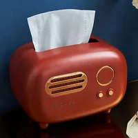 3 Colors Radio Model Tissue Box Holder Square For Home Desktop Decor Tv Tissue Box Case Storage Organizer 2