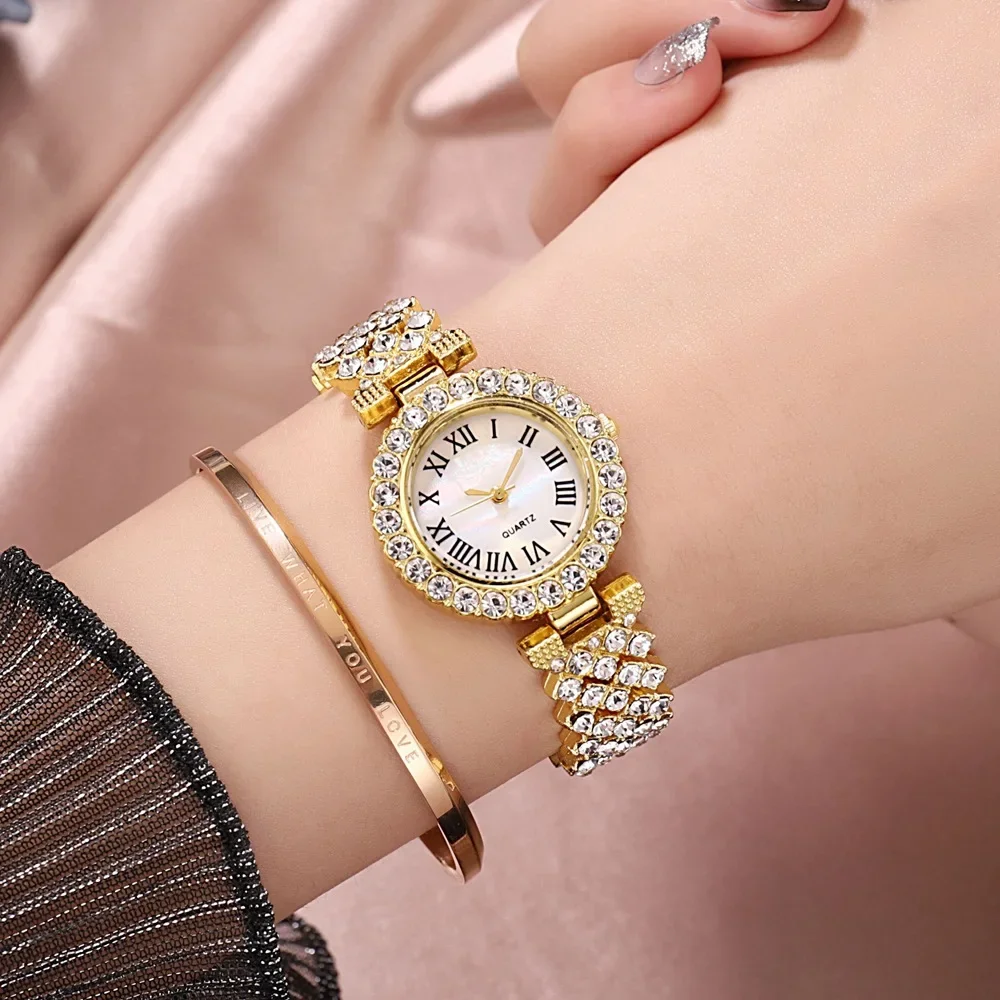 MAYZHISU Women Watches Fashion Women Quartz Wristwatch Small Round Dial Alloy Strap Waterproof Diamond Bracelet Clock for Ladies 4