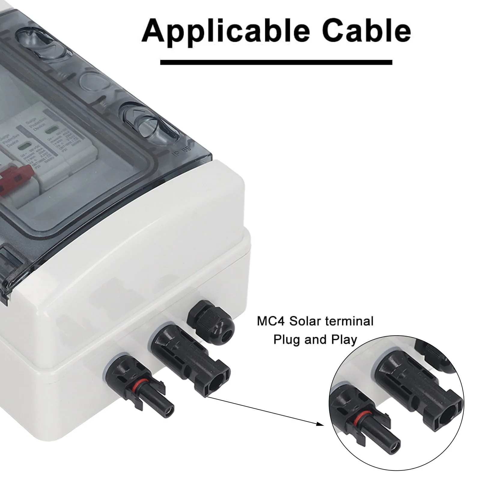 PV Combiner Box IP65 Waterproof Solar Photovoltaic Combiner Box with DC500V 32A PV Circuit Breaker Surge Protector