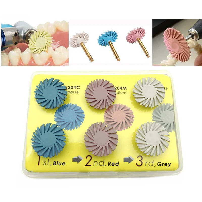 

6Pcs Dental Self-Glazing Polishing Discs Composite Polishing Discs Resin Spiral Heads and Metal Bottoms Dentist Consumables