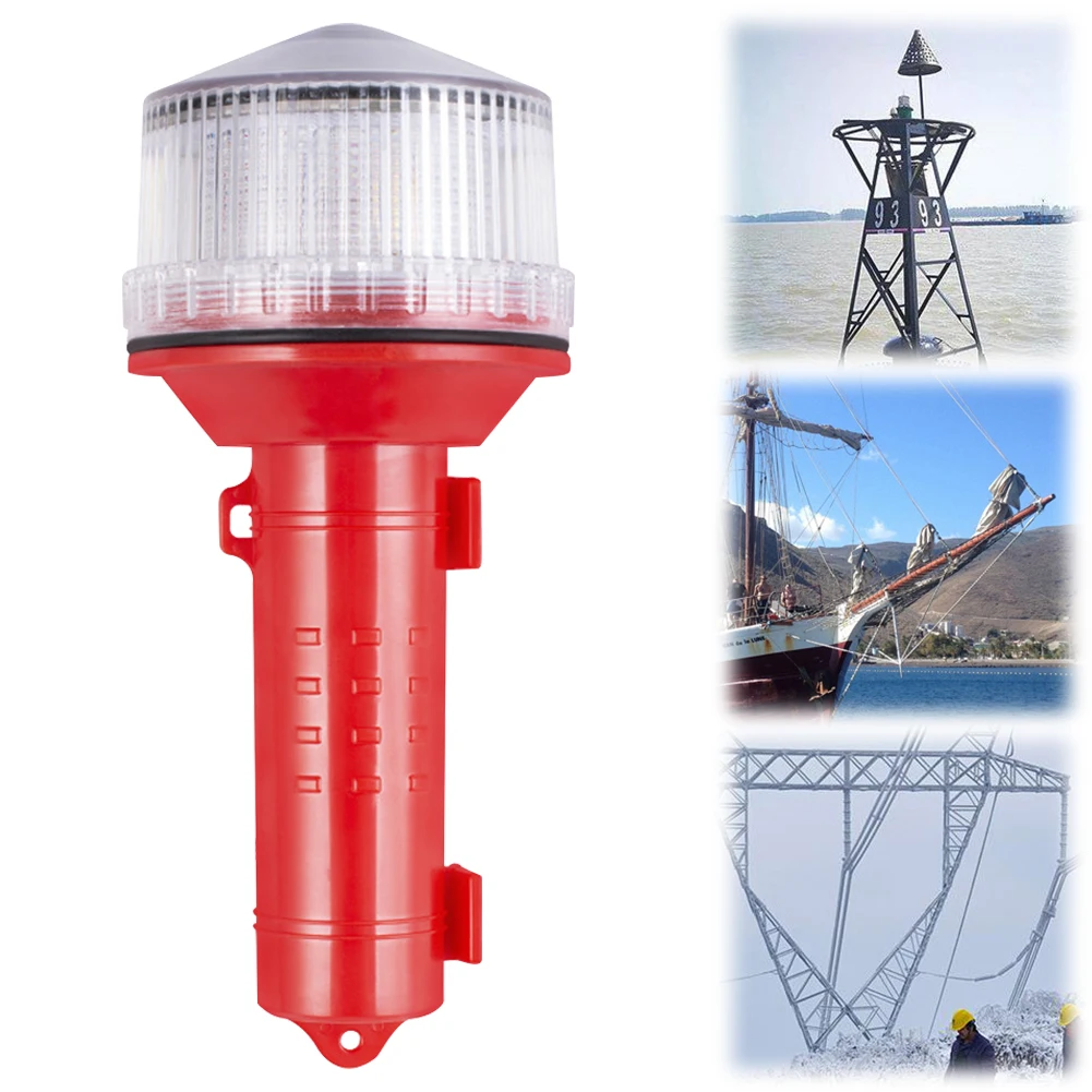Solar Charging LED Marine Signal Light 3 Colors Longshot Warning Light 65 Degree Anti-Fog Flashing Torch for Boats Anchors