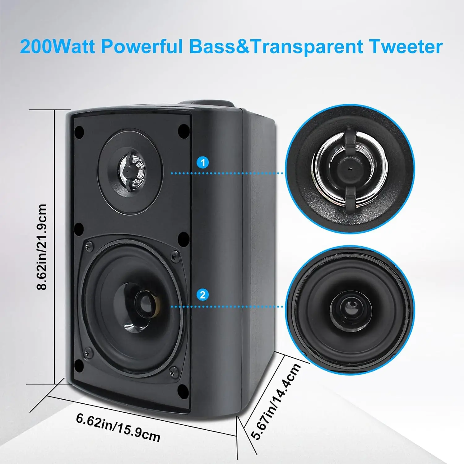 Herdio 4 Inches Passive Outdoor Speakers With 200Watt Powerful Bass Expansive Stereo Sound Coverage All-Weather Durability Pair