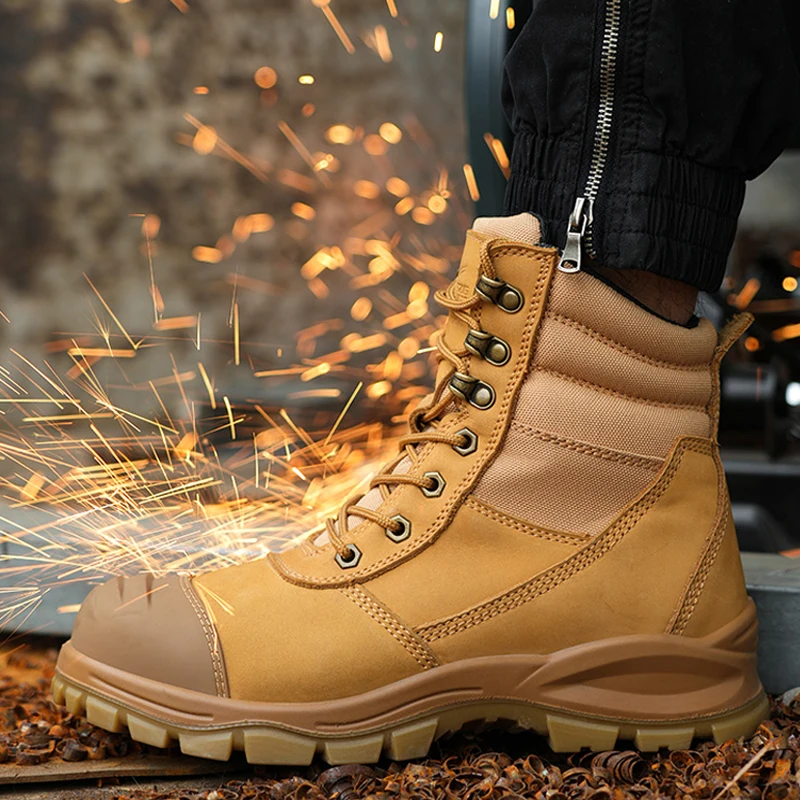 Work Safety Boots Steel Toe Shoes Genuine Leather Work Boots Anti-smash Anti Puncture Anti Scalding Welder Shoes safety shoes
