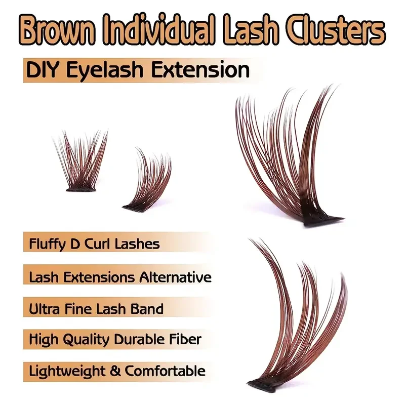 200 clusters 40p brown eyelash 8-16mm natural brown makeup DIY eyelash extensions suitable for daily gatherings