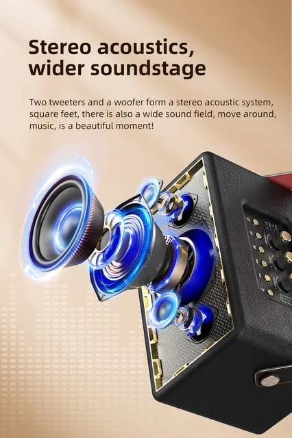 ZEALOT MT01M 60W ワイヤレススピーカー TWSテクノロジーを搭載したレトロなポータブルワイヤレス