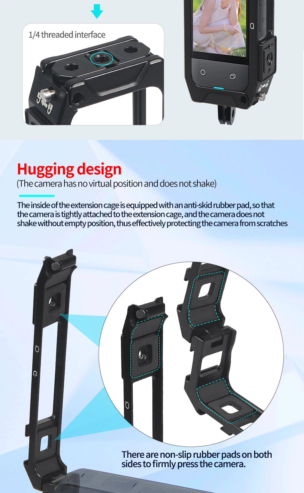 Description Picture 6 of itemX4 Protective Frame Case Quick Mount Cage 1/4 Hole Folding Tripod Adapter Cold Shoe Aluminum Alloy for Insta360 X4 Action Camera