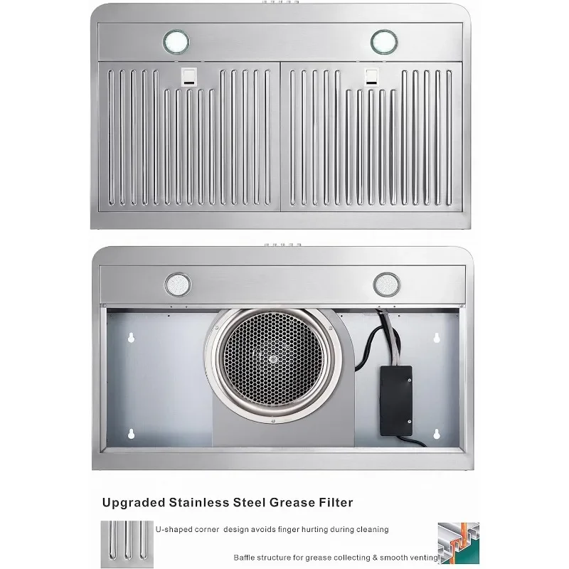 EVRKITCH Range Hood 30inch, Under Cabinet Range Hood,Kitchen Vent Hood, Stainless Steel Kitchen Stove Vent Hood for Ducted 4