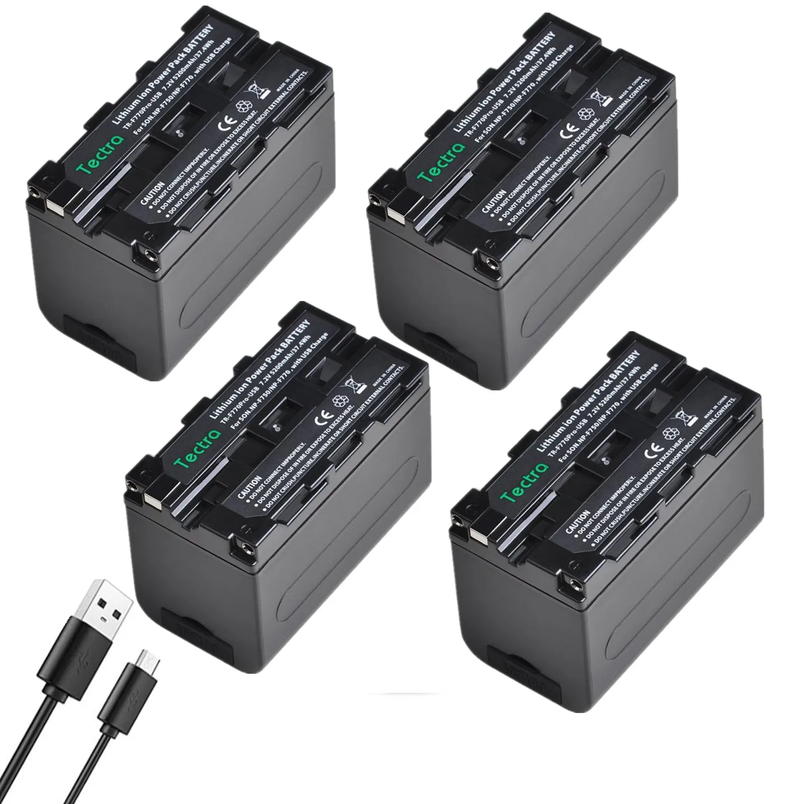 

4x5200 мАч Φ Pro Аккумулятор с USB-выходом зарядки для Sony QM91D NP-F750 TRU47E NP-F770