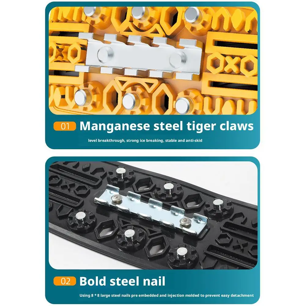 For 6.5-10.83 Inch Auto Winter Snow Tiger Claw Ice Breaking Anti-skid Car Tire Heavy Duty TPU Metal Manganese Steel Nail Chain
